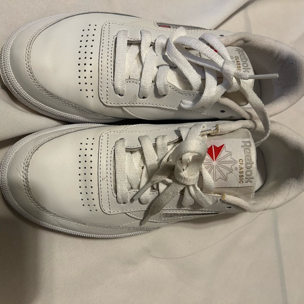 Reebok White Perforated Lace-Up Sneakers